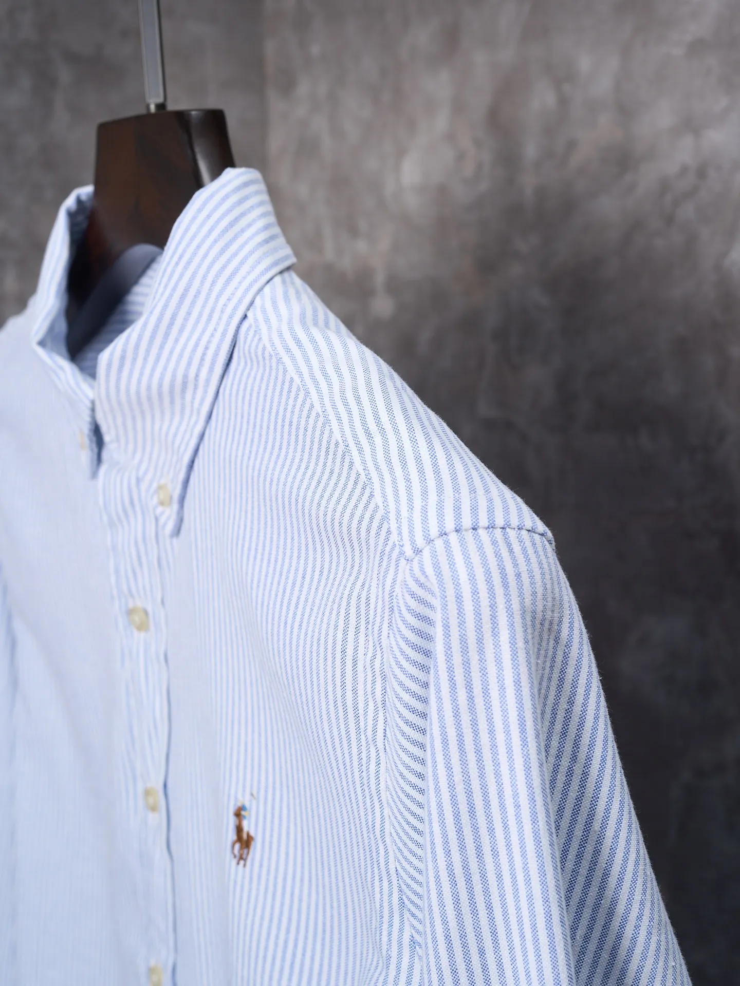 P340 Actual hanging auction】Ralph Lauren/Ralph Lauren couples must-have vertical striped pony embroidered cotton long-sleeved shirt [Ready stock] XS S M L XL